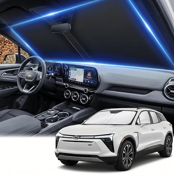 Windshield Sun Shade for Chevy Chevrolet Blazer 2024 2025 2026 Sunshade Front Window Shade Custom Fit Blazer Accessories Sun Visor Foldable Shade Blocks UV Rays Accessories