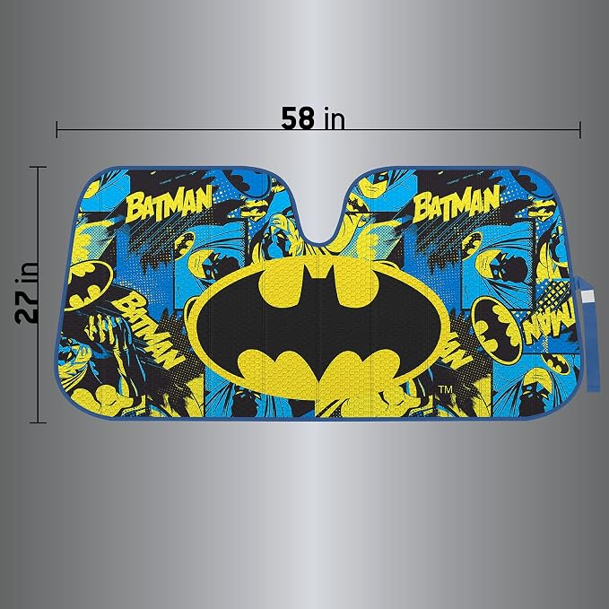 BDK Classic Batman Front Windshield Auto Shade, Accordion Folding Auto Sunshade for Car Truck SUV-Blocks UV Rays Sun Visor Protector, Keeps Your Vehicle Cool-58 x 27 Inch