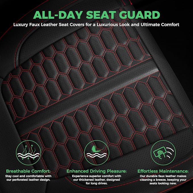 Custom Leather Seat Covers for Silverado/Sierra 1500 2014-2018, 2500HD 3500HD 2015-2019 Crew Cab Full Set with Jump Seat Cover (Armrest Storage Version Only),Truck Accessories