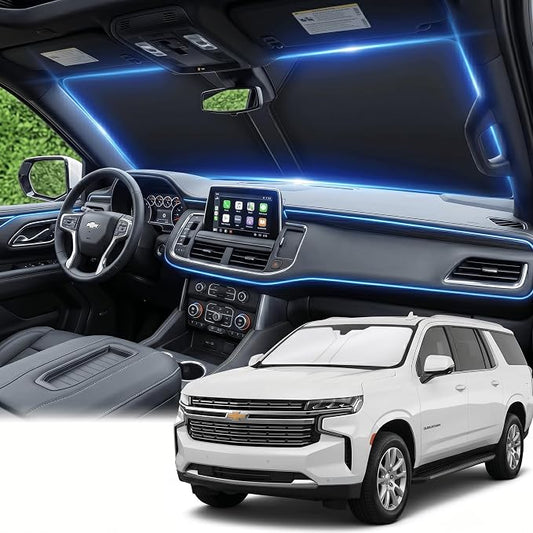 Windshield Sun Shade for Chevy/Chevrolet Suburban 2021-2024 2025 2026 Sunshade Front Window Shade Custom Fit Suburban Accessories Sun Visor Foldable Shade Blocks UV Rays Accessories