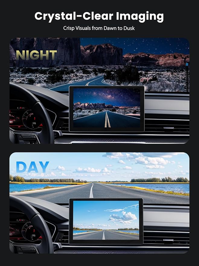 Portable Carplay Screen for Car, 9" Car Stereo Wireless CarPlay & Android Auto Touch Screen,4K Dash Cam/1080P Backup Camera/GPS Navigation/Mirror Link/Bluetooth//FM/Siri