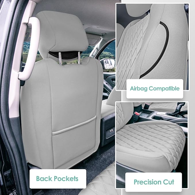 FH Group Custom Fit Car Seat Covers Specifically Made for 2022-2026 Nissan Frontier, Front Set Solid Gray Ultraflex Neoprene Waterproof Automotive Seat Covers for Pickup Truck, Nissan Accessories