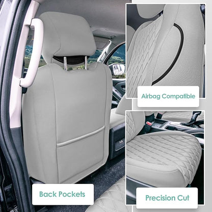 FH Group Custom Fit Car Seat Covers Specifically Made for 2022-2026 Nissan Frontier, Front Set Solid Gray Ultraflex Neoprene Waterproof Automotive Seat Covers for Pickup Truck, Nissan Accessories