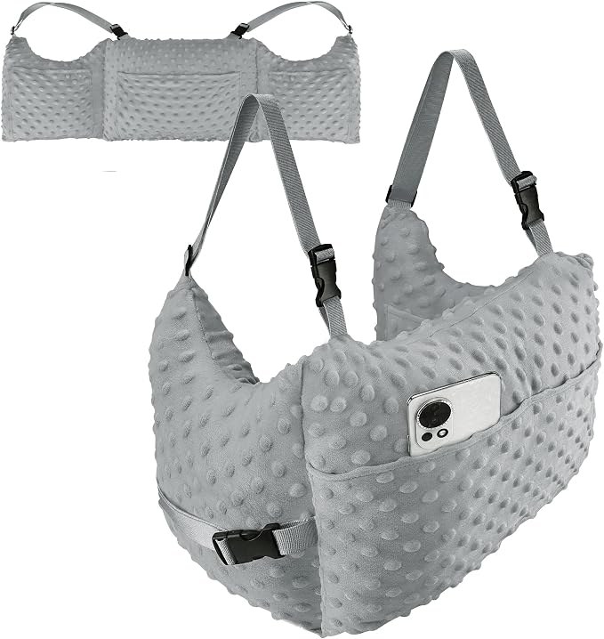 Post-Surgery Mastectomy Heart Chest Pillow with Pockets, Grey Comfort