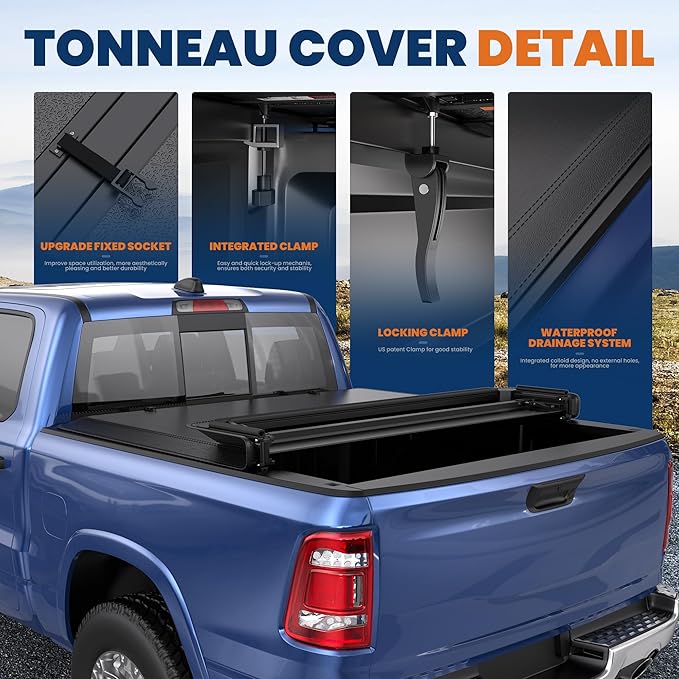 KUIPERAUTO Soft Quad 5.7FT Truck Bed Tonneau Cover Compatible for 2009-2026 Dodge Ram 1500 (Incl Classic &New Body Style) 67.4inch