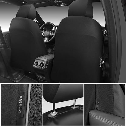 CAR PASS 3D Foam Mesh Leather Car Seat Covers Front Seats, Air Cool Mesh Front Seat Covers for Car, Universal Fit for SUV Truck Sedan Automotive, Armrest Airbag Compatible, Black and Gray