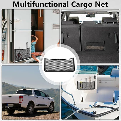 2 PCS Car Net Pocket, ABS Plastic Frame Cargo Net Storage Car Pockets Phone Net, Cars Mesh Nets Pockets with Screws for Auto, RV, Boat, and Camper Storage Nets (15.7 x 7.9 Inch)