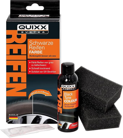 QUIXX 10192 Black Tire Color - Tire Color Restorer, Use on Old Weathered and Dull Tires to Quickly Look Clean, Black, and Better Than New. Great for Cars, Motorcycles, and Rvs