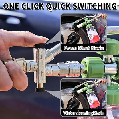Dual Connector Accessory with Pressure Washer Foam Cannon, Balabulala Pressure Washer Double Tip Attachment for Foam Blaster with with 5 Power Washer Sprayer Nozzles, 1/4" Quick Connect, 3600 PSI