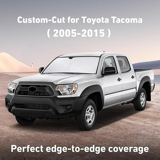 EcoNour Windshield Sunshade Compatible for Toyota Tacoma 2005-2013 2014 2015 SR, SR5, TRD (Sport, Off-Road, Limited, TRD Pro) Sun Visor for Front Window Sun Shade Cover, UV Protector, Car Accessories