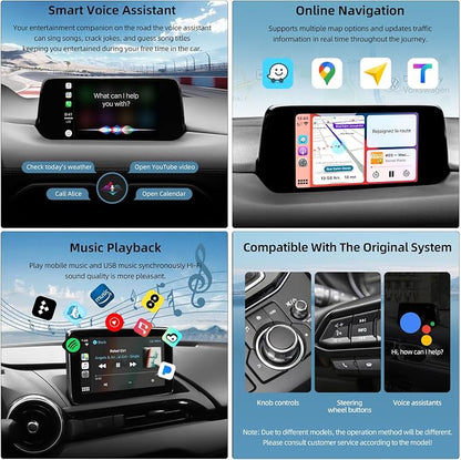 LEXXSON Android Auto & Carplay Adapter for Mazda 2/3/6/CX3/CX5/CX8/CX9/MX5 2014-2021 Year, Mazda Carplay Kit for MZD Connect System 00008FZ34, Retrofit Kit with TK78-66-9U0C