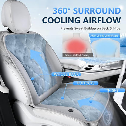 FLORICH Cooling Car Seat Cushion Front Seat Ventilated Car Seat Cover 2-Hours Auto Off Cooling Mat for Car Seats with 3-Speed Adjustable Universal Fit for 12V/24V Car SUV Truck Van for Summer, Gray