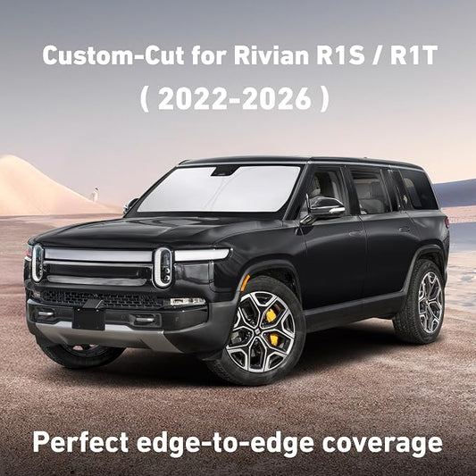 EcoNour Windshield Sunshade Compatible for Rivian R1S / R1T 2022-2024 2025 2026, Sun Visor for Front Windshield & Window Sun Shade Cover, UV Heat Blocker & Protector, Car Accessories