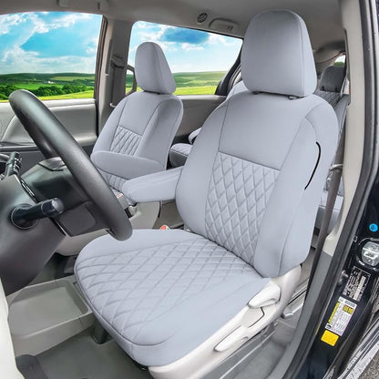FH Group Custom Fit Car Seat Covers for Toyota Sienna 2011-2020, Car Seat Cover Full Set, 8 Seater Automotive Seat Covers in Solid Gray Neoprene, Waterproof and Washable Seat Covers