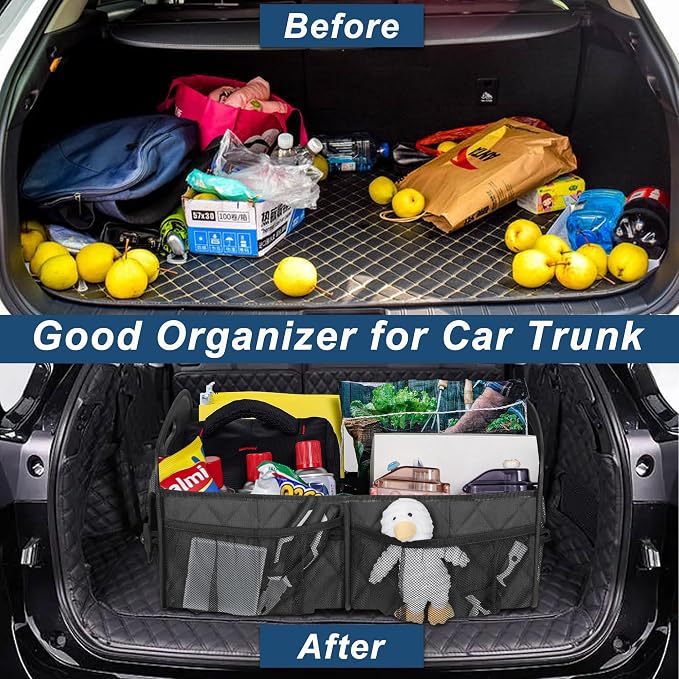 Deosk Trunk Organziers and Storage with Reinforced Handles,Car Accessories for Women/Men 50L Waterproof Polyester Trunk Organzier for Car/SUV/Minivan/Truck(Medium,Charcoal)