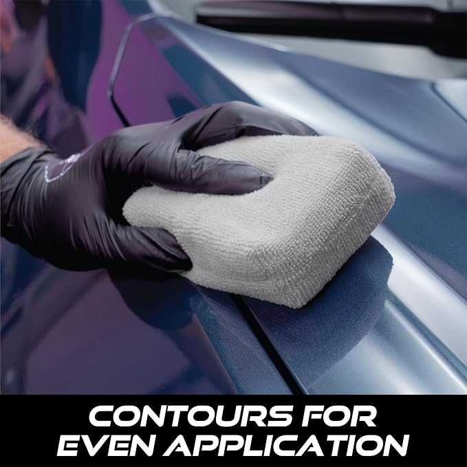VIKING Microfiber Applicator Pads, Rectangular Polishing Pad, Cleaning Pads for Car Detailing, 3 Inch x 5 Inch, Grey, 6 Pack