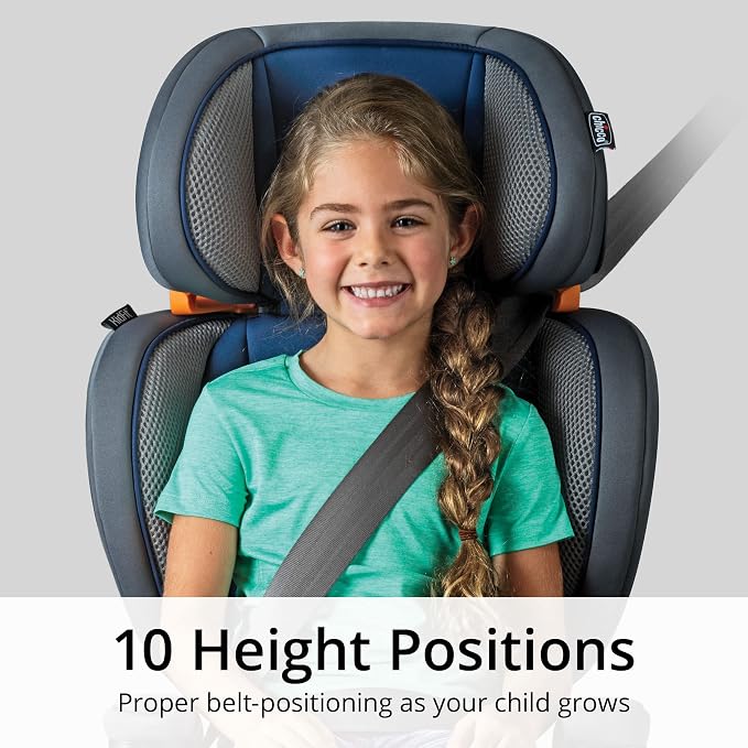 Chicco KidFit Adapt Plus 2-in-1 Belt-Positioning Booster Car Seat, Backless and High Back Booster Seat, for Children Aged 4 Years and up and 40-100 lbs., Ember/Black
