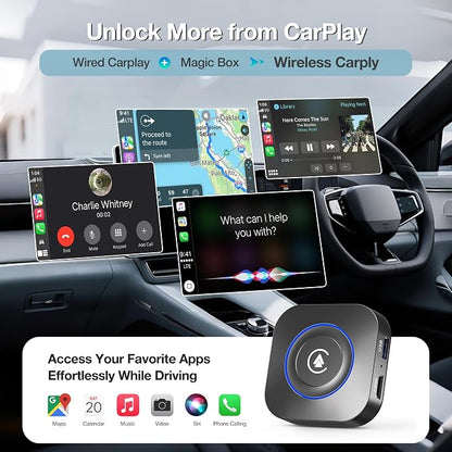 Magic Box Wireless CarPlay Adapter, Upgraded CarPlay & Android Auto, Support USB Offline Media Strea*ming, Plug & Play, Watch YouTube On Car, Magic Box for Factory Wired Car Play