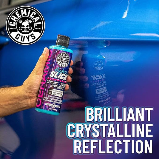 Chemical Guys HOL229 Ultimate Ceramic Coating Kit - HydroSlick HyperWax SiO2 Gel (16 fl oz) for Long-Lasting Shine & Protection, with 2 Premium Microfiber Applicators & 3 Workhorse Towels, (6 Items)
