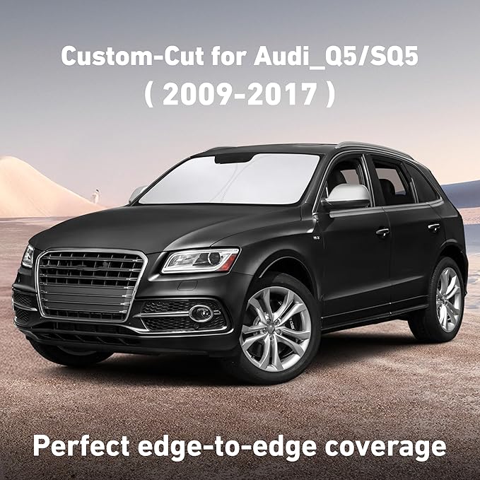 EcoNour Windshield Sunshade Compatible for Audi Q5/SQ5 2009-2015 2016 2017, Sun Visor for Front Windshield & Window Sun Shade Cover, UV Heat Blocker & Protector, Car Accessories