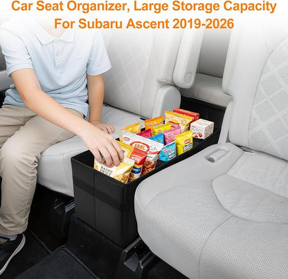 Car Seat Organizer for Subaru Ascent 2019-2026 w/Built-In Cooler Bag, Car Second Console Organizer w/Non-Slip Strips, Foldable Car Backseat Organize for Dog Toys Kids Snacks Travel Storage Box