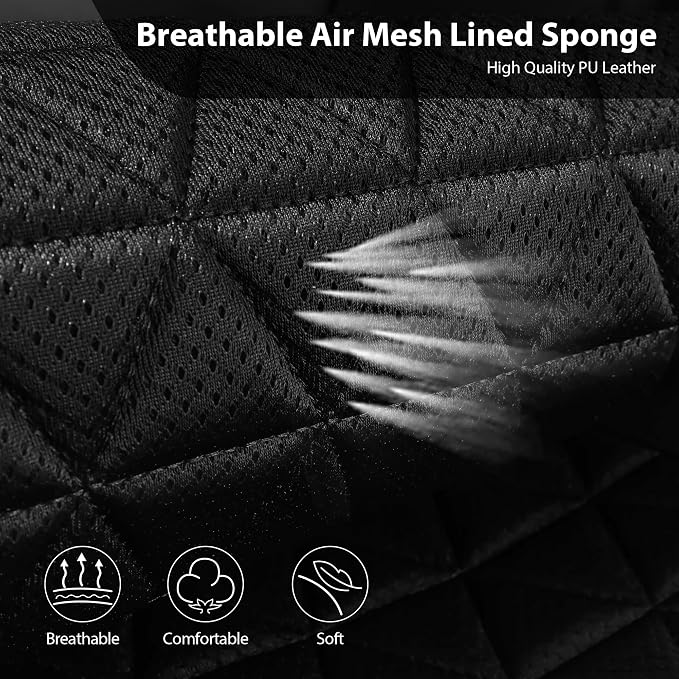 CAR PASS 3D Air Mesh Seat Covers for Cars, Bling Diamond Leather Foam Car Seat Covers for 2 Front Interior Sets, Automotive seat Covers Universal Fit Truck SUV Cute Women Girl, Black Silver Rhinestone
