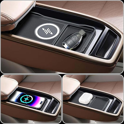 Wireless Car Charger,LANSEMKU Car Wireless Chargers Charging pad Non Slip 15w Fast Charger for Car Wireless Phone Charger for iPhone 16/15/14/13/12 Pro Max,Samsung for Android (Black-100cm Cable)