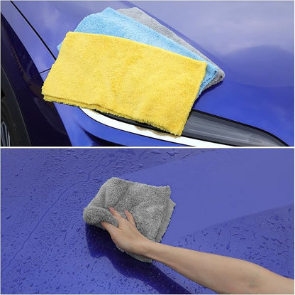 Car Wash Drying Towels, 450gsm Ultra-Thick Absorbent Lint-Free Extra Soft Microfiber Rags for Car Detailing, Interior & Exterior Cleaning Cloths, 16in x 16in - Microfiber, Grey, 6 Packs