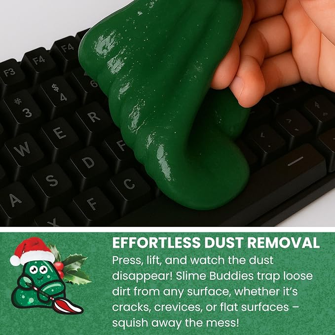 Slime Buddies Car Cleaning Gel Putty - Pine Scented Interior Detailing Tool for Cup Holders, Air Vents & Keyboard - Reusable Auto Detailing Accessories - Dust Remover Goop