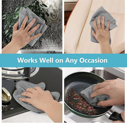 HOMEXCEL Grey Microfiber Cleaning Cloth 600 Pack, Microfiber Towel for Cars, Lint Free, Scratch-Free, Highly Absorbent, and Cleaning Rags for House, Window and Glass, Cars, TV Screen 11.5 X11.5 inch