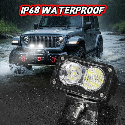 3 Inch Driving Pod Lights with Wiring Harness & Black Covers 2Pcs Off Road Light Bar Spot Flood Combo Work Light LED Pods Auxiliary Backup Cube Lights for Truck ATV UTV Motorcycle Boat