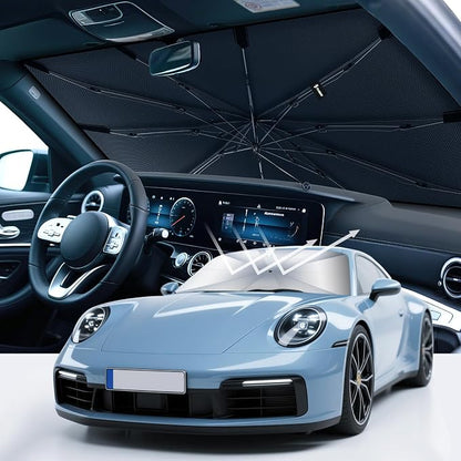 [2026 Upgrade] FLORICH Windshield Sunshade Umbrella Foldable Car Windshield Sun Shade Cover, Car Window Shades Protect Interior from UV Keep Car Cooler Medium(57" L x 33" W)