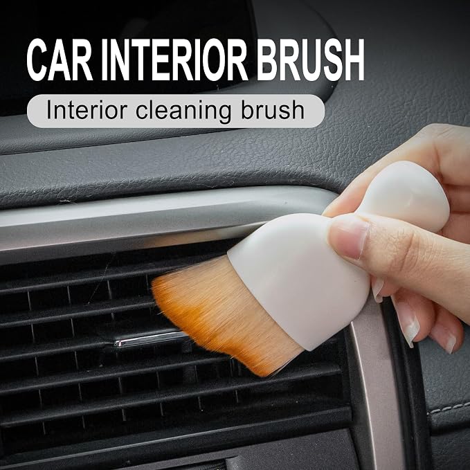GaRhomxy Car Detailing Brushes, Car Interior Dust Sweeping Soft Brush, Soft Bristles Brush Cleaning Tool for Automotive Dashboard, Air Conditioner Vents, Computer, Scratch Free(White)