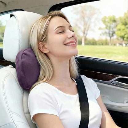 2PCS Car Pillow for Car Neck Pillow for Driving Seat Neck Support Soft Cushion Back Support Head-Rests for Vehicle Sleeping with Elastic Adjustment Strap (Violet, Head)