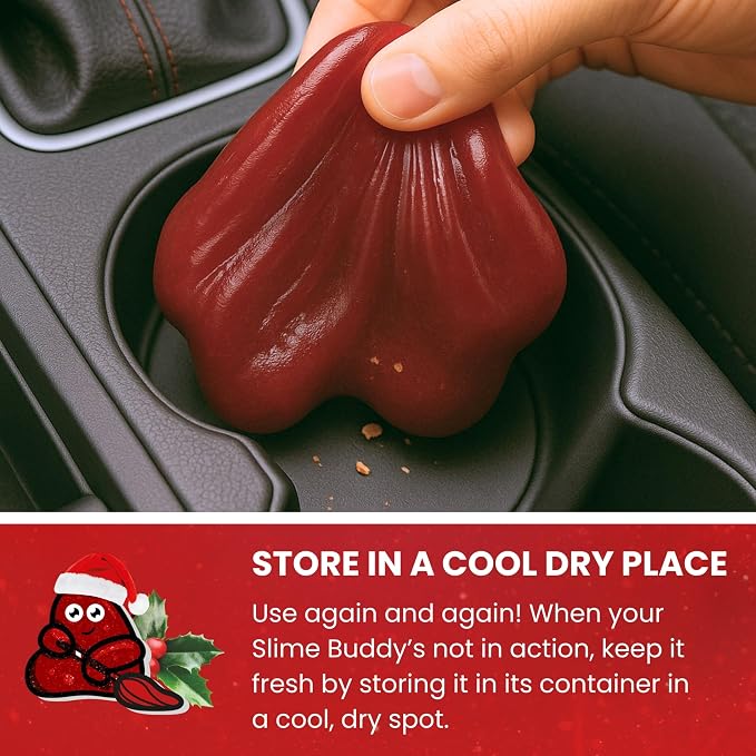 Slime Buddies Car Cleaning Gel Putty - Christmas Spice Scented Interior Detailing Tool for Cup Holders, Air Vents & Keyboard - Reusable Auto Detailing Accessories - Dust Remover Goop