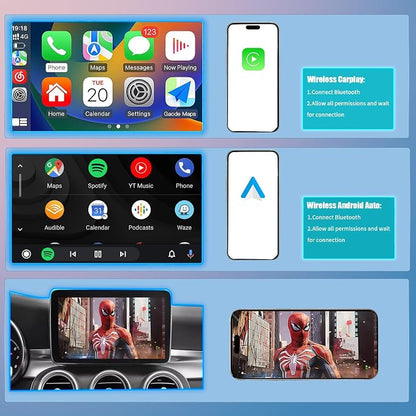 Wireless Carplay/Android Auto Adapter for Mercedes Benz A B CLA GLA C E ML GL GLK SLK, with NTG 5.0 System with Bluetooth, USB, Mirroring, Camera, Voice Control for Mercedes Benz Accessories