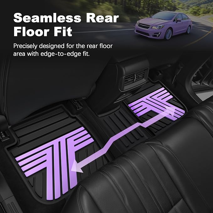 TTX LIGHTING Floor Mats Compatible with Subaru Crosstrek 2016-2017/Impreza 2012-2016/WRX 2015-2021, Custom Fit All Weather 1st & 2nd Row Floor Liners, Black & Purple