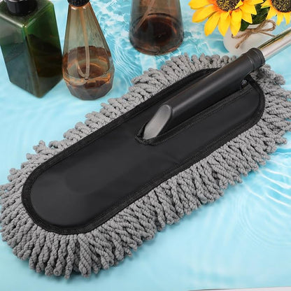 Tanlade 2 Pack Microfiber Car Duster Exterior Scratch Free with Extendable Handle Soft Car Duster Kit for Cleaning Dust Brush Set for Exterior Interior Cleaning Tools (Gray)