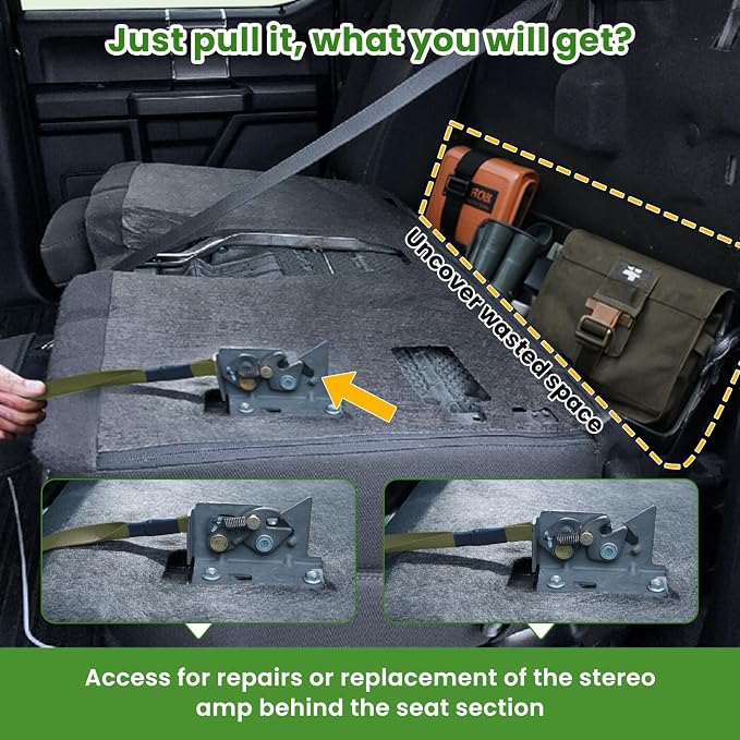Kaishengyuan Upgraded Rear Seat Quick Release with Elastic Rope Compatible with Ford F-150 (2009+) & F-250/350 (2017+)