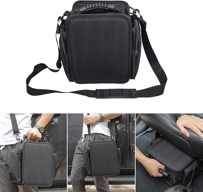 For JK JL Under Seat Storage Bag for Jeep Wrangler JK JKU JL JLU Sports Sahara Freedom Rubicon X & Unlimited 2007-2017 2018 2019 2020 2021 2022 2023 2024 2025+ Portable Backseat Tools Organizer Pocket
