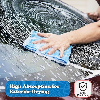 FIXSMITH Microfiber Cleaning Cloth, Shop Towels Bulk, 24 Pack Blue Microfiber Towels for Cars, All-Purpose Absorbent Cleaning Rags, Dust Cloth for Automotive, Mechanic, Garage, Bar, 12 x 11 inch