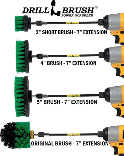 Kitchen Cleaning Supplies - Drill Brush Set with Extension - Counter Scrubbing Brushes, Stove Cleaning Tools - Oven Spot Cleaning Tool - Home Sink Scrubbing Brush Set - Cast Iron Pot Cleaning Brushes
