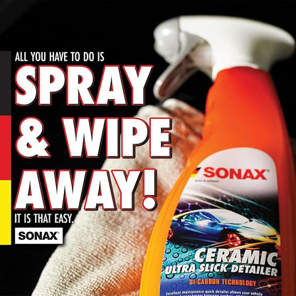SONAX Ultimate Car Detailing Kit | 11-Piece Complete Car Care Set | Car Wash Shampoo, Wheel Cleaner, Tire Gloss Gel, Ceramic Detailer, Dashboard & Glass Cleaner | Microfiber Towels, Wash Mitt & Bucket