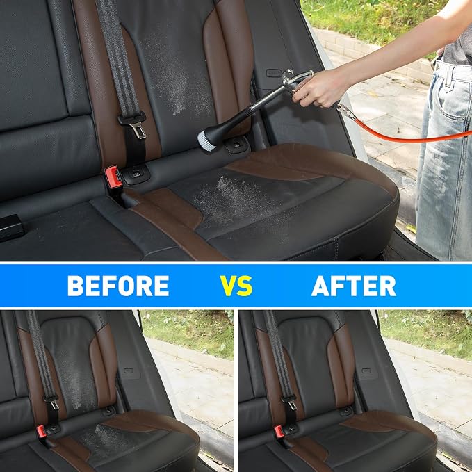 MYPIN Car Cleaning Gun, 6-9.2Bar, High Pressure Air Blow Gun with 2 Set Nozzle&Towel, Interior Car Cleaning for Vehicle Upholstery Carpet Seat