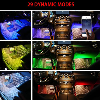 Smart USB Interior Car LED Strip Light with App Control, RGB Neon Atmosphere Lights, USB 5V Ambient Night Light Decorative Lamp, Multi Color Strip Light for Cars with Music and DIY Mode (RGB 36LEDs)