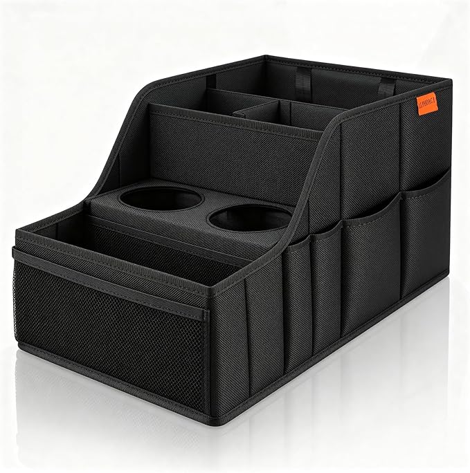 Car Seat Organizer Backseat and Passenger Seat Organizer with 9 Compartments 2 Cup Holders Car Organizer Front Seat Storage for Travel Kids，Black