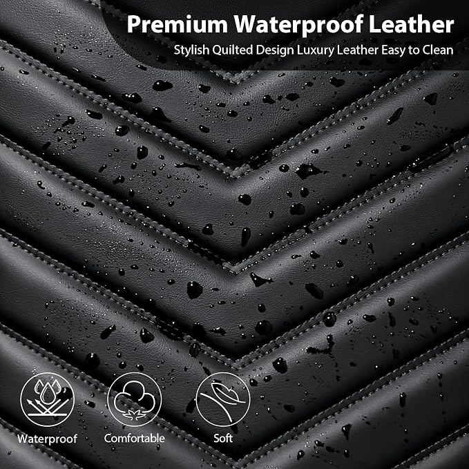 CAR PASS 3D Foam Faux Leather Seat Covers Front Seats,Waterproof Leather Front Seat Cover for Cars,Luxury Universal Fit for SUV Truck Sedan Automotive, Armrest Airbag Compatible Anti-Slip, Black