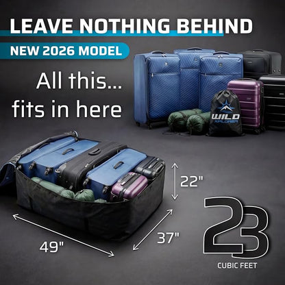 Rooftop Cargo Carrier - 23 Cubic Feet (XXL), Waterproof Soft Shell Car Roof Cargo Carrier, Heavy Duty Car Top Luggage Cargo Bag with Patented Door Hooks and Non-Slip Mat