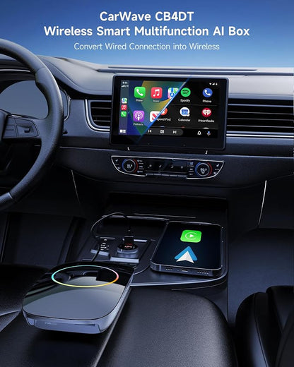 Wireless Carplay Adapter - Magic AI Box CarPlay Android Auto Wireless, Dual Wi-Fi & BT, Gen AI, HDMI Output, USB Playback, Video Box for YouTube, Netflix, Prime Video, Spotify CB4DT