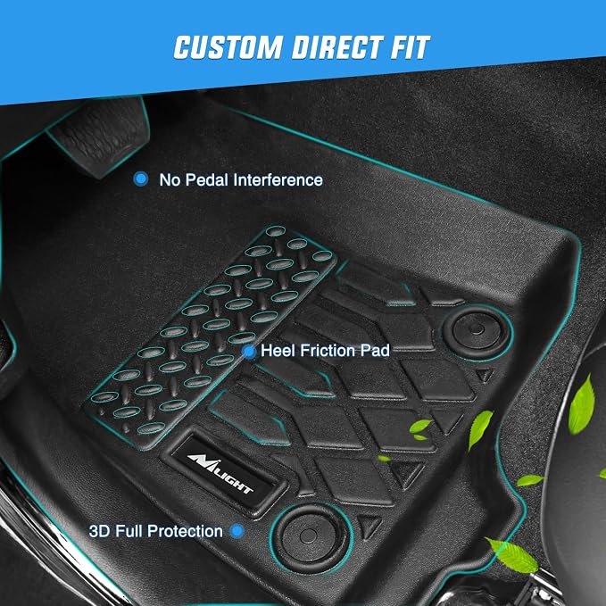 Nilight TPE Floor Mats for Jeep Wrangler JK Unlimited 4 Doors 2013 2014 2015 2016 2017 2018 (Not for JL&4XE),All Weather Custom Fit Heavy Duty Floor Liners